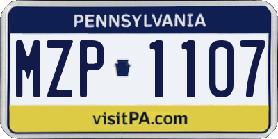 PA license plate MZP1107