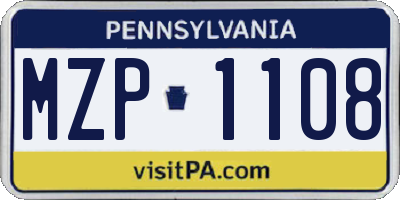 PA license plate MZP1108