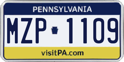 PA license plate MZP1109