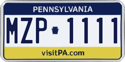 PA license plate MZP1111