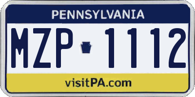 PA license plate MZP1112