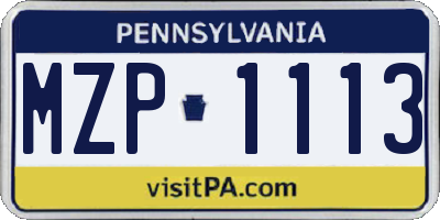 PA license plate MZP1113