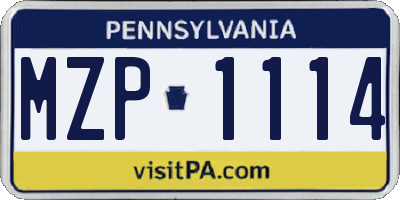 PA license plate MZP1114
