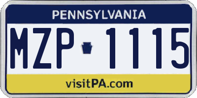PA license plate MZP1115