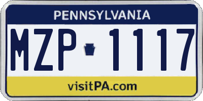 PA license plate MZP1117