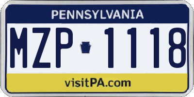 PA license plate MZP1118