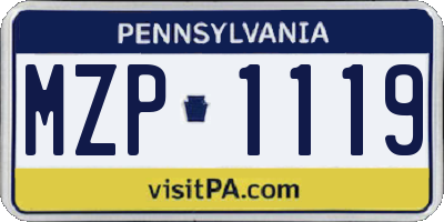 PA license plate MZP1119