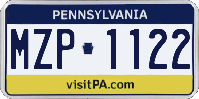 PA license plate MZP1122