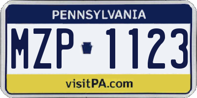 PA license plate MZP1123