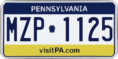 PA license plate MZP1125