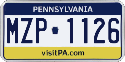 PA license plate MZP1126