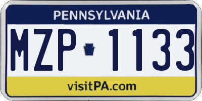 PA license plate MZP1133