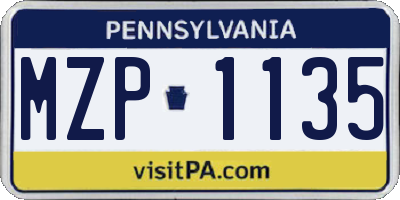 PA license plate MZP1135