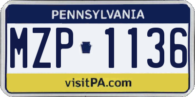 PA license plate MZP1136