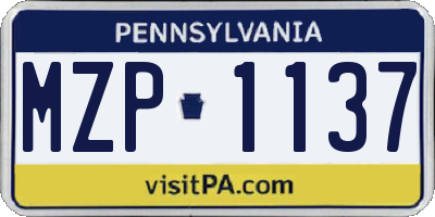 PA license plate MZP1137