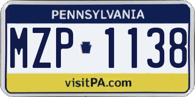 PA license plate MZP1138