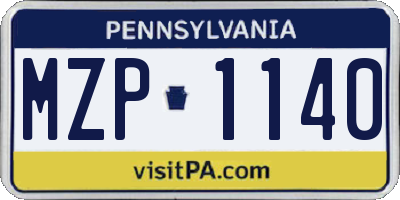 PA license plate MZP1140