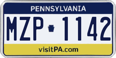 PA license plate MZP1142