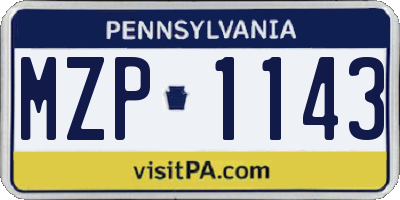 PA license plate MZP1143