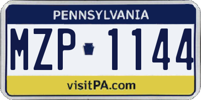 PA license plate MZP1144