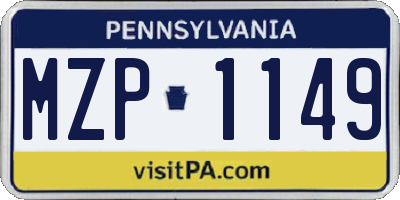 PA license plate MZP1149