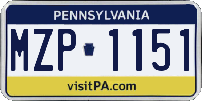 PA license plate MZP1151