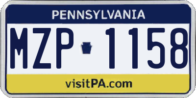 PA license plate MZP1158