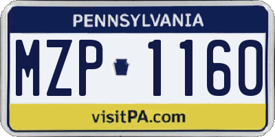 PA license plate MZP1160