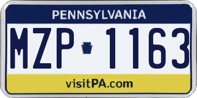 PA license plate MZP1163