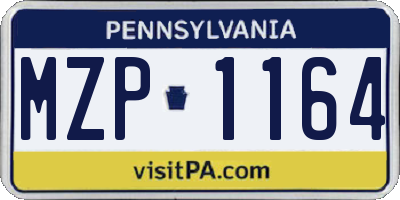 PA license plate MZP1164