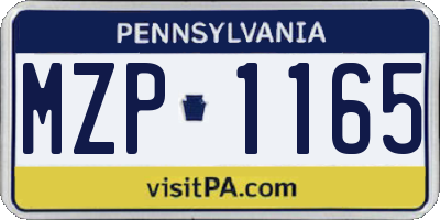 PA license plate MZP1165