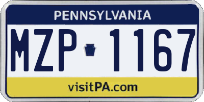 PA license plate MZP1167