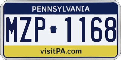 PA license plate MZP1168