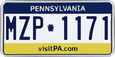 PA license plate MZP1171
