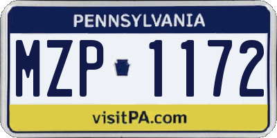 PA license plate MZP1172