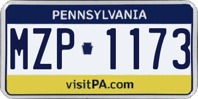 PA license plate MZP1173