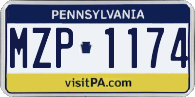PA license plate MZP1174
