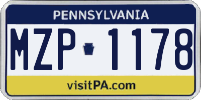 PA license plate MZP1178