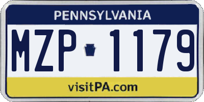 PA license plate MZP1179