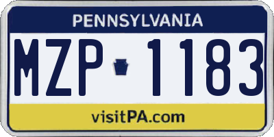 PA license plate MZP1183