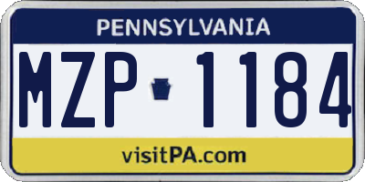 PA license plate MZP1184