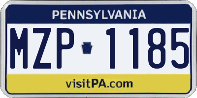 PA license plate MZP1185