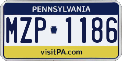 PA license plate MZP1186