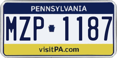 PA license plate MZP1187