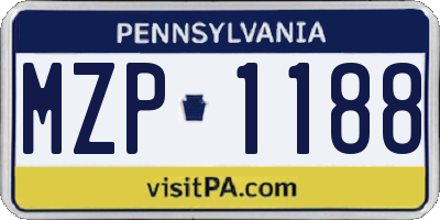 PA license plate MZP1188