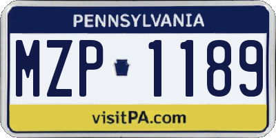 PA license plate MZP1189