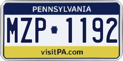 PA license plate MZP1192