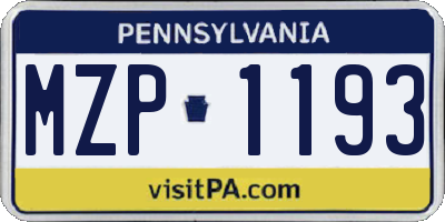 PA license plate MZP1193