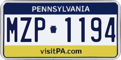 PA license plate MZP1194