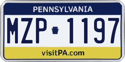 PA license plate MZP1197